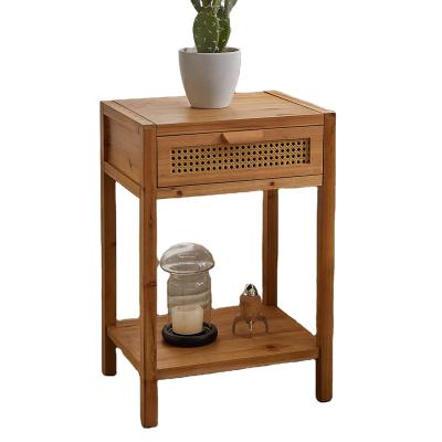 China Modern Minimalism Nightstand End Table Modern Side Table With Woven Pattern Drawer for sale