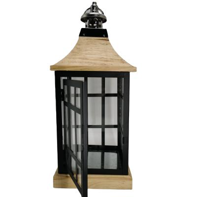 China Home Decoration Vintage Distressed Wooden Decorative Lantern For Rustic Wedding Centerpiece for sale