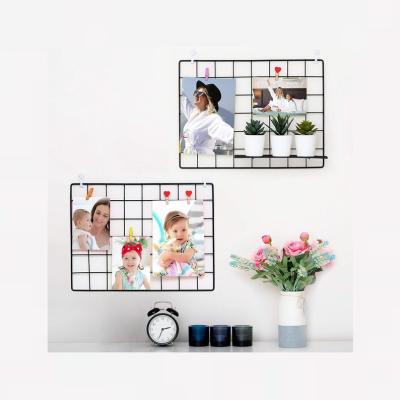 China 2 Pack Minimalist Photo Pictures Show Grid Wire Wall Organizer Wall Grid Panel for sale