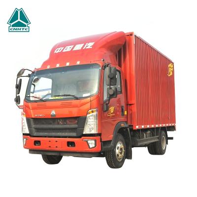 China China sinotruk cheap price howo 140hp 4x2 10 ton light cargo van truck for sale 5750 x 2200 x 2000mm with side door for sale