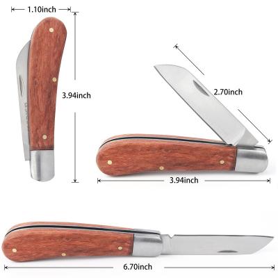 China Non-Changeable Grafter Foldable Garden Grafting Rosewood Handle Grafting Knife Cutter Knife Pruning for sale