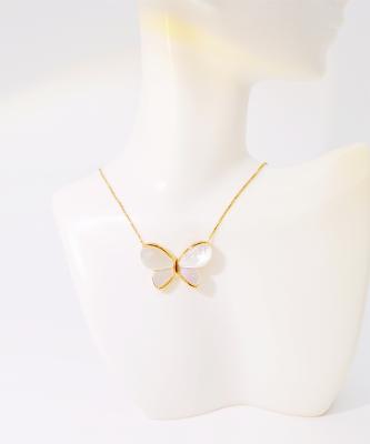 China Factory Wholesale Cute Fashion Accessories Moonstone Butterfly Necklace TRENDY For Birthday Gift for sale