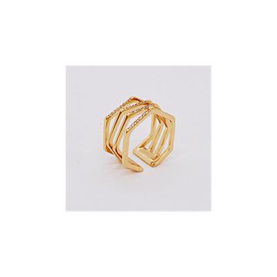 China Other Fashionable Copper Plated Multilayer Zirconia Wide Open Ring Gold Plated Rings for sale