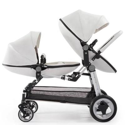 China PU Leather AULON Warm High Landscape Foldable Portable Baby Stroller 3 in 1 for Twins for sale