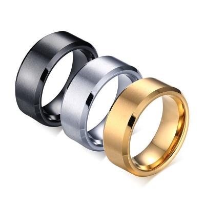 China 8MM width anillos de boda cool simple casual/sporty men's wedding bands rings stainless steel for sale