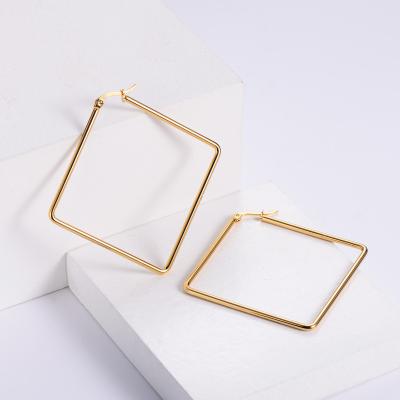 China FASHIONABLE gold stainless steel circle surgical exaggerated square earrings from aretes de oro for girls for sale