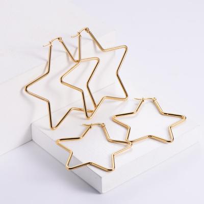 China Trendy Gold Plated Modern Circle Star Shaped Earrings Stainless Steel Jewelry Accessories Big For Women for sale