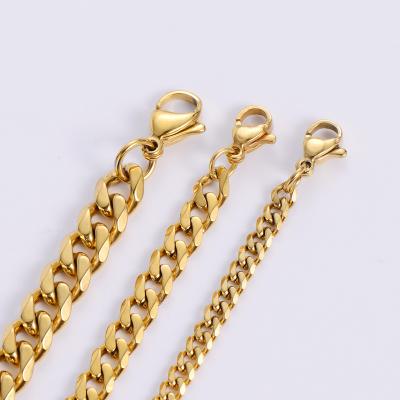 China Wholesale Hops Womens Hiphop Hip Hop Mens Necklaces Padlocks cubanas 18k Gold Plated Thick Cuban Link Chain Stainless Steel for sale