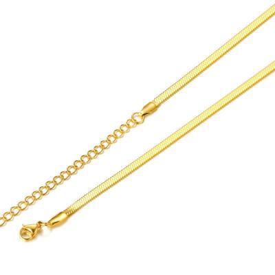 China FASHIONABLE Thick Stainless Steel Gold Plated Short Snake Fishbone Chain Necklace For Women Kids for sale