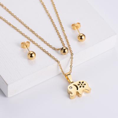 China Fashion 18k gold elephant earring and necklace set jewelry cheap women AMI conjunto de joyas for sale