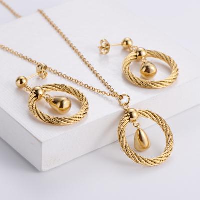 China AMI Water Drop Necklace And Earrings Ladies CLASSIC Jewelry Sets Dubai Gold Plated Jewelry for sale