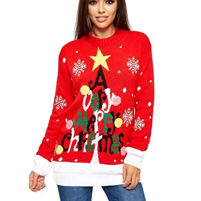 China Customized 2021 Christmas Navidad Chinese Factory Direct Oversized Loose Custom Christmas Family Sweaters for sale