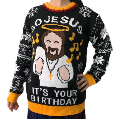 China Customized Wholesale Unisex Ugly Sweater Jesus Christmas Sweaters Custom Made Hot Sale Style OEM Christmas Family for sale