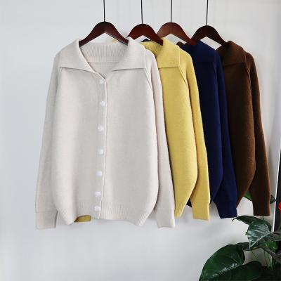 China Viable Thick Clothing Women's Knitwear Fashionable Women's Cardigan Coat Polo Neck Single Breasted Knitted Mujer Rajut For Ladies for sale