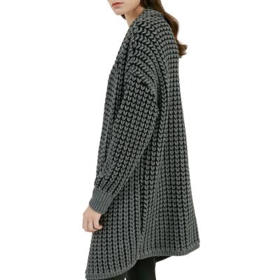 China Vintage Winter OEM Cardigan Sweater Coat Long Custom Wool Blend Nylon Knit Jacket For Ladies for sale