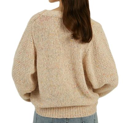 China 2021 Customized Winter OEM/ODM Custom Knit Sweater Women's V-Neck Oversized Sweater Knitwear Complete With Color Yarn for sale