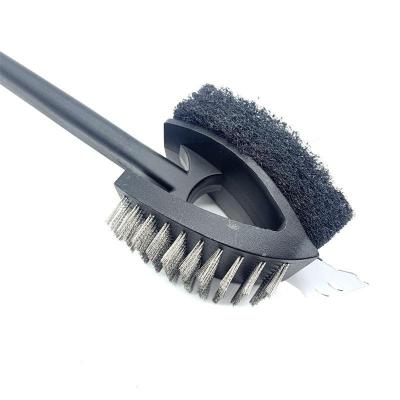 China Easily Cleaned Multifunctional 3 in 1 BBQ Grill Cleaning Brush Scraper for BBQ for sale