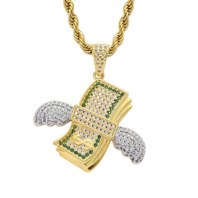 China New Arrival 2021 Wholesale Hiphop 18k Gold Plated Hiphop Bling Iced Out 5a CZ Logo Pendant Necklace For Women Custom Made for sale