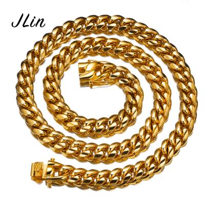 China Wholesale Miami Cuban Link Gold Cuban Chain Hip Hop Chain Jewelry Set Iced Out Cuban Chain Necklace Stainless Steel for sale