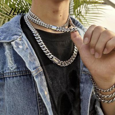 China Wholesale Hip Hop CZ Iced Out Cuban Link Copper Cuban Link Chain Iced Out Cuban Chain Necklace Stainless Steel Jewelry for sale