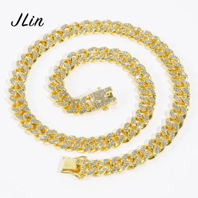 China Wholesale Hip Hop Jewelry Miami 18k Gold Cuban Chain Cuban Link Chain Necklace 12mm for sale