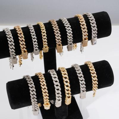 China Hiphop 12mm 18k Iced Out Cuban Link Chains Necklace Cuban Link Bracelet Men Wholesale Hiphop for sale