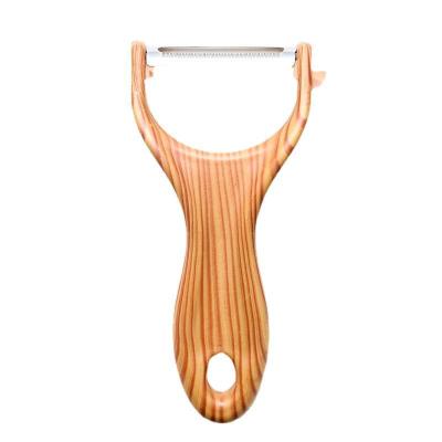 China New Design PP Design Potato Peeler Apple Peeler Household Peeling Knife Stainless Steel Melon Planer Wooden Grain Ceramic Scraper for sale