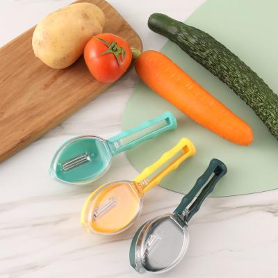 China Practical Fruit Vegetable Hollowed Out PP Stainless Steel Handle Storage Peeler Kitchen Viable Dish Transparent Peeler LIKE Beer Tableware for sale