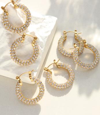 China TRENDY Fashion Statement Earrings 18k Gold Plated Minimalist Stainless Steel Jewelry Circle Earrings for sale