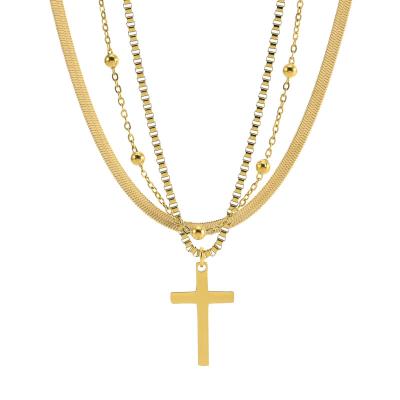 China CLASSIC Factory Outlet 18K Gold Plated Couple Fashion Jewelry Cross Chain Pendant Necklaces for sale