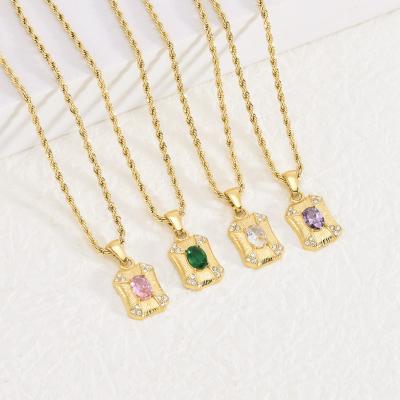 China FASHIONABLE Zircon Necklace Arrangement Claw Necklace Stainless Steel Crystal Chain Necklace for sale