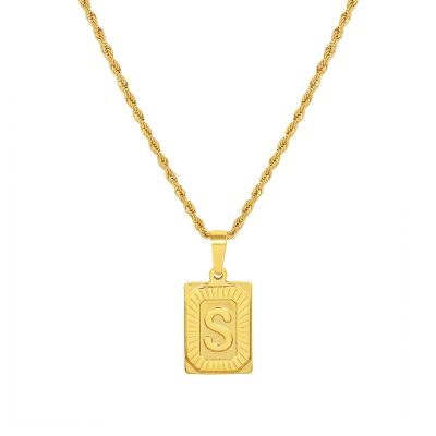 China FASHIONABLE Personalized High Quality Gold Hip Hop Style 26 Letter Clavicle Square Pendant Chain for sale