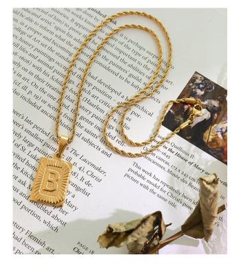 China FASHIONABLE Hot Selling Personality Hip Hop Wind 26 Letter Square Pendant Lock Chain for sale