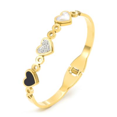 China Trendy Gold Heart Shell Bracelets Bangles With Crystals Shape Jewelry Bangles Bangles for sale