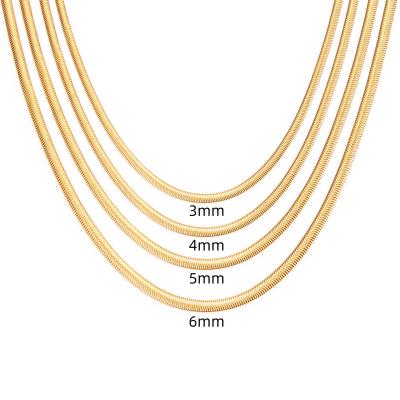 China Environmentally Friendly High Quality Exquisite Snake Flat Chain Gold Stainless Steel Prevent Allergy Necklace for sale