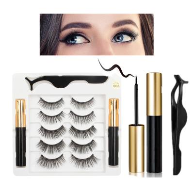 China Light 5 Pairs Magnetic Eyelashes And Custom Eyeliner 2 Magnet Eyeliner Private Label Wholesale Seller for sale