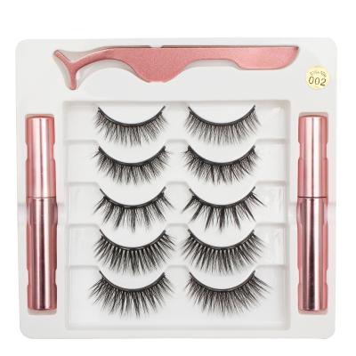 China Wholesale Magnetic Lashes Lightweight And Eyeliner Natural Look 5 Pairs 3D Magnetic Eyelashes Set Custom Private Labels for sale