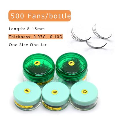 China Russian Volume Long Natural Eyelash Extensions Lash Fans Premade 4D Without Soft Handmade Thickness 500 Lash Fans Glue 0.7mm for sale