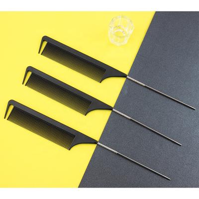 China Antistatic. Custom Pin Tail Stainless Steel Carbon Comb Heat Resistant Professional Salon Dressing Tool Heat Resistant Teasing Comb for sale