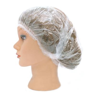 China UK Stocked Online Shopping Plastic Disposable Shower Cap Bathing Elastic Clear Hair for sale