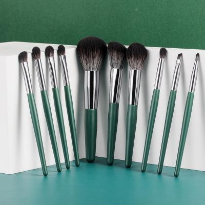 China Soft Bristle Wholesale Private Label Brush Bag Add Soft Dense Synthetic Hair Wooden Handle Makeup Brushes Holder Set 10pcs for sale