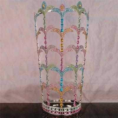 China Wholesale Custom Rhinestone Pageant Miss World Crystal Tiara Pageant Crowns Pageant Beauty Large for sale