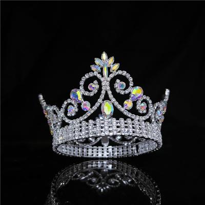 China Wholesale custom rhinestone ab crown pageant round circle circle pageant full crown beauty queen tiara for sale