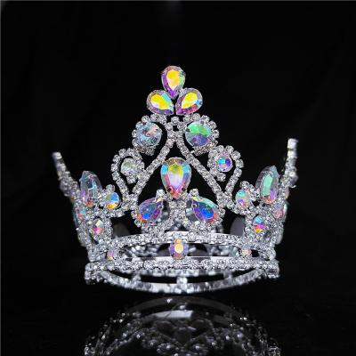 China Wholesale Custom AB Pageant Stones Crown Rhinestone Round Glass Crystal Circle Crowns for sale