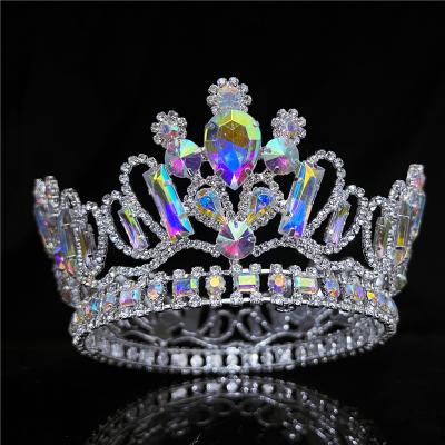 China Beauty round pageant full circle pageant crown custom wholesale rhinestone crowns crystal stones tiara Miss ab for sale