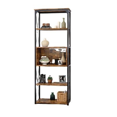 China Free Standing Open Shelf 5 Tier Living Room Shelf Industrial Bookcase Storage Organizer for Living Room Bedroom and Office for sale