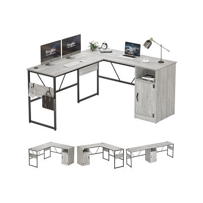 China Modern Modern Reversible Workstation Table Study Computer L Shaped Desk with Storage Cabinet for sale