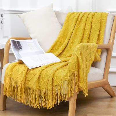 China BESTIER Hot Sale Folded Luxury Knit Throw Blanket Super Soft Woven With Solid Color Throws For Home Office for sale