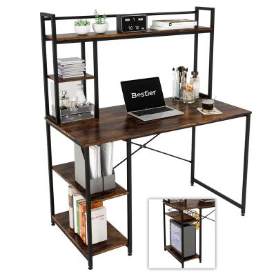 China Convertible Rustic Home Office Studio PC Computer Desk with 4 Tier Shelves Bedroom Dressing Makeup Table for sale