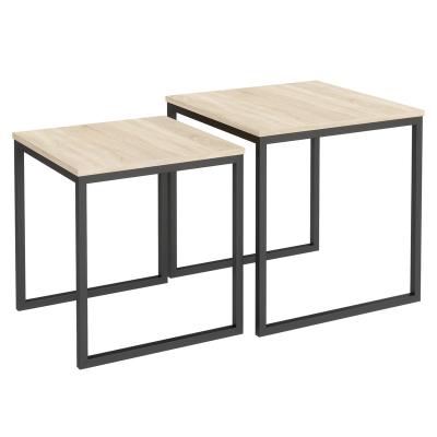 China BESTIER Roun MDF Wooden Nest Side Nesting Movable Contemporary Wood Coffee Table Nesting Table Set Of 2 Tables For Living Room for sale